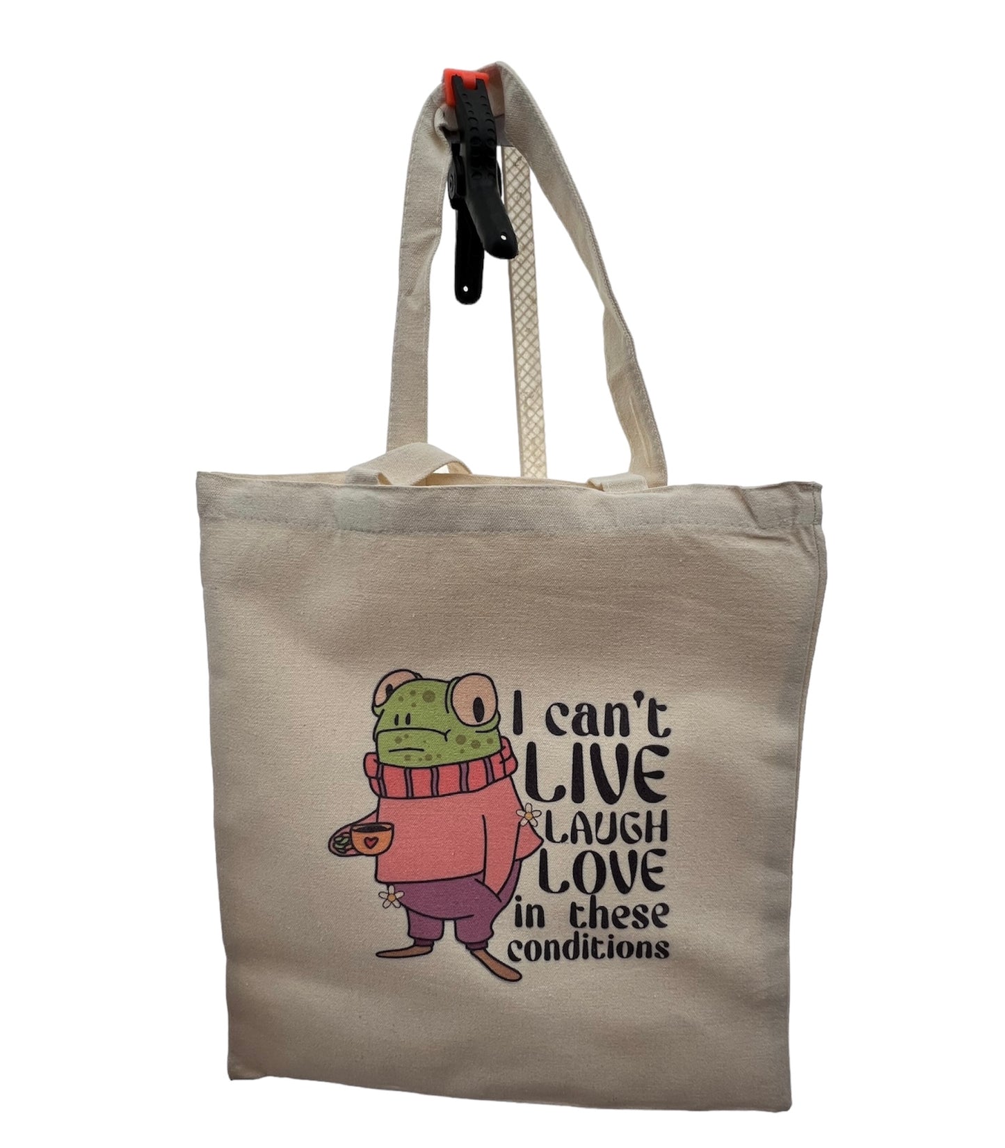 Live, Laugh, Love Frog Canvas Tote