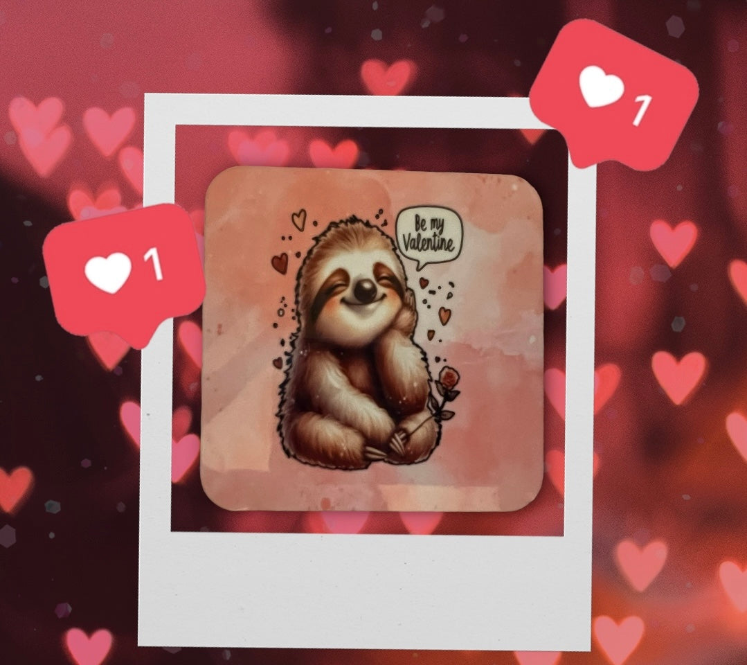 Valentines Sloth coaster