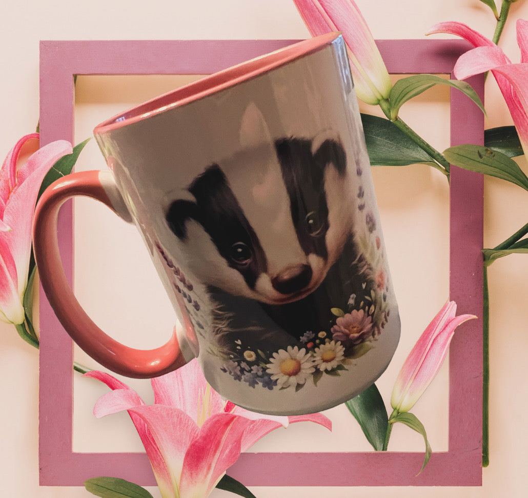 Floral Badger Mug 🌸🦡