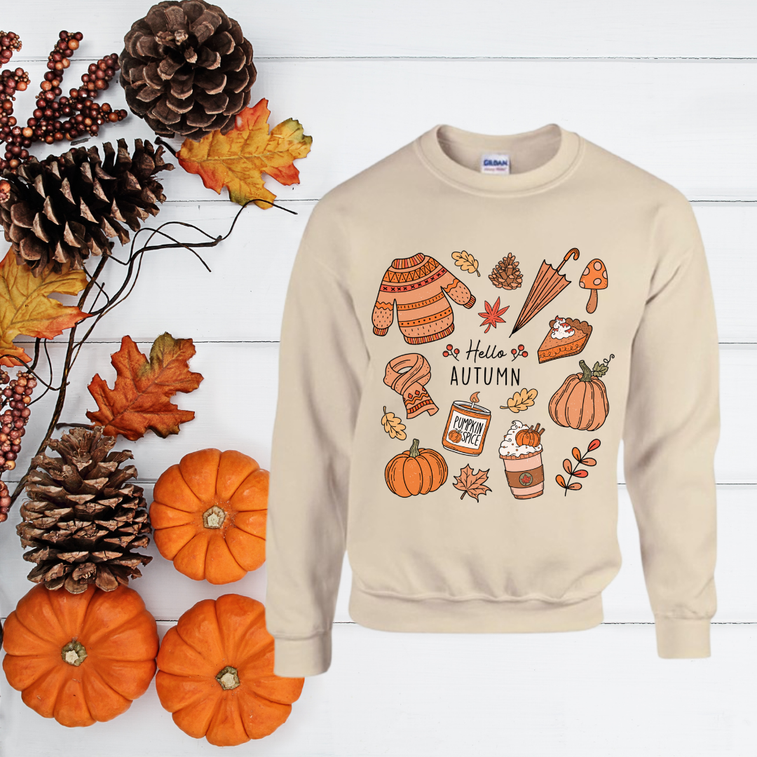 Hello Autumn Sand colour Sweatshirt-PRE-ORDER